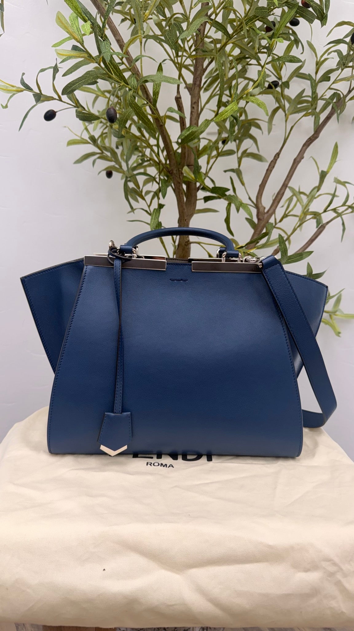 Fendi Blue Leather 3 Jours Medium Handbag
