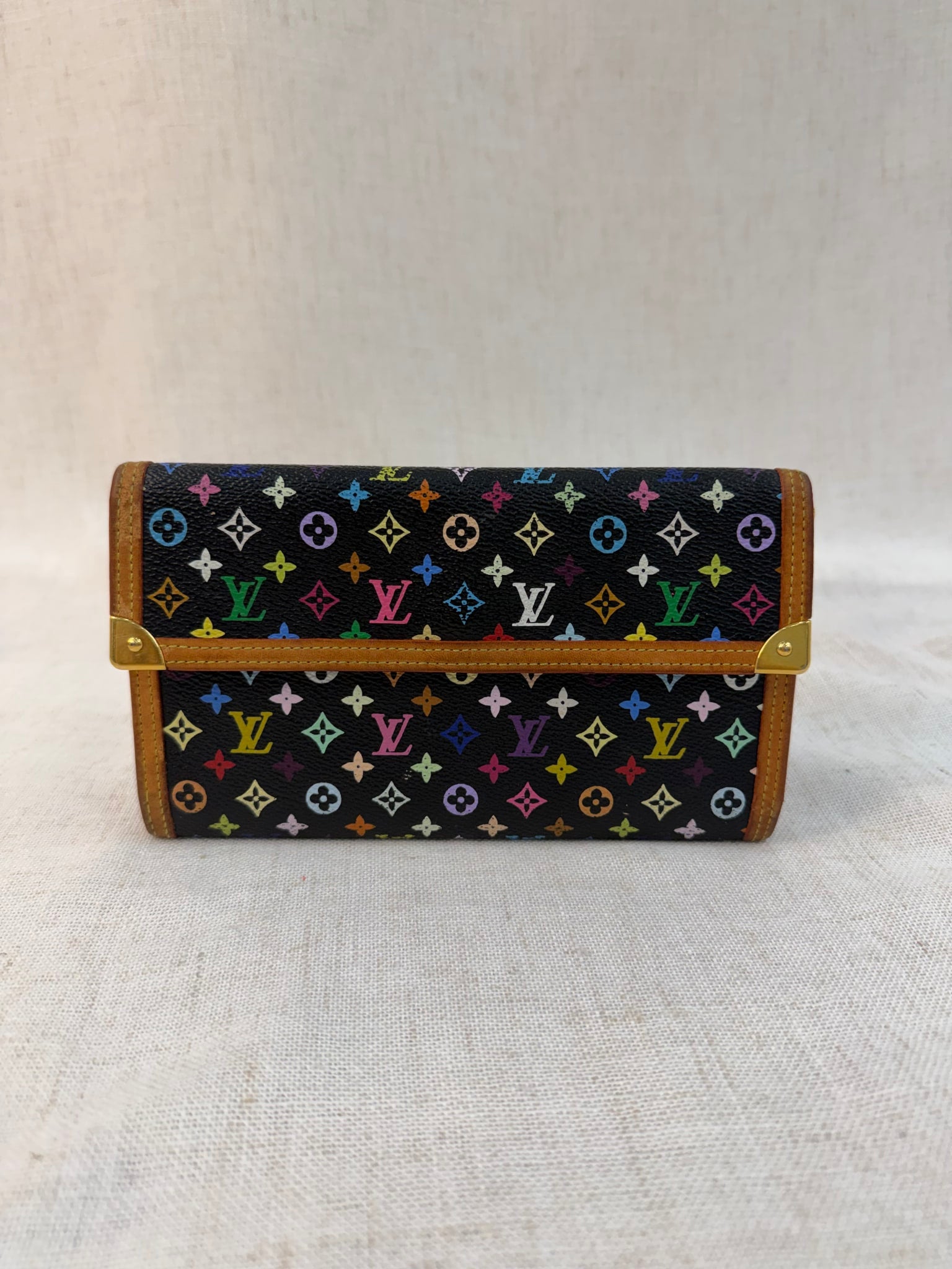 Louis Vuitton Black Multicolor Porte Tresor International Wallet