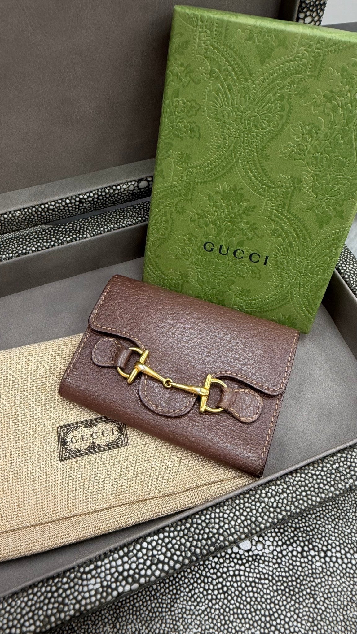 Gucci Brown Leather Horsebit 6 Key Ring Case