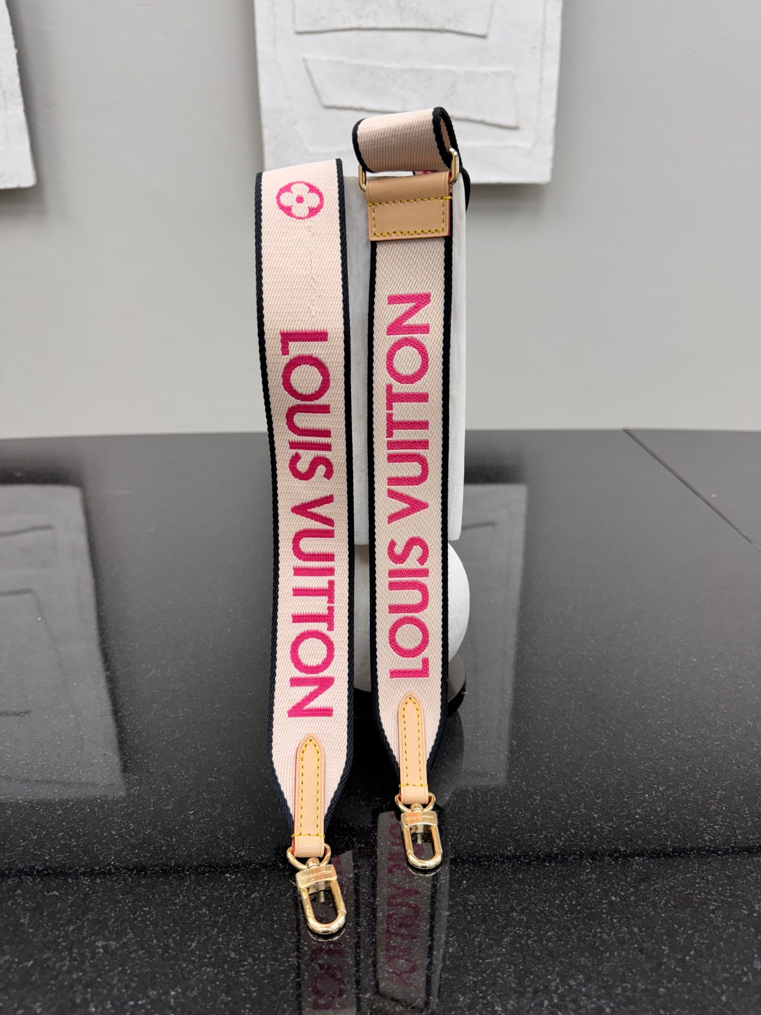 Louis Vuitton Cream And Pink Canvas Adjustable Bag Strap