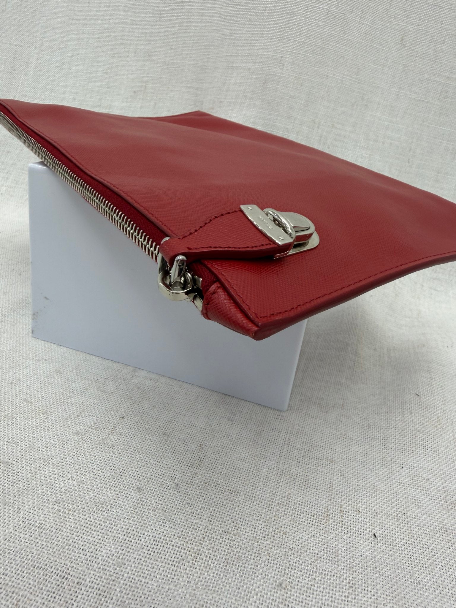 Prada Red Saffiano Leather Clutch