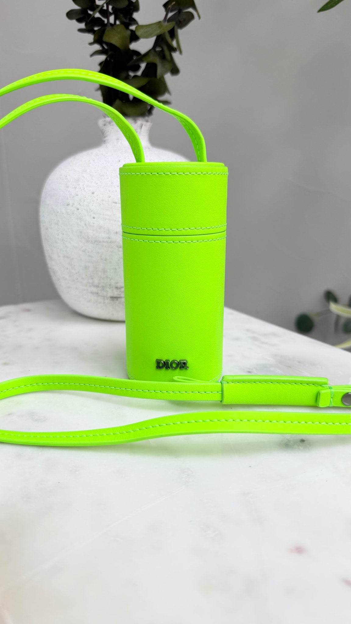Christian Dior Neon Green Leather Nano Roller Case