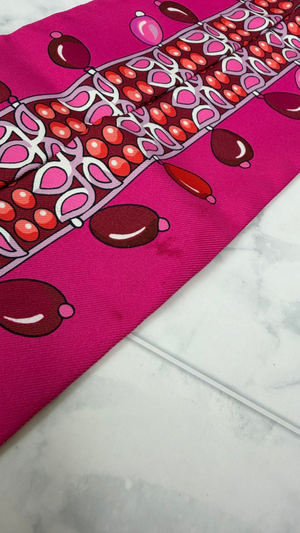 Hermes Pink And Red Silk Twilly