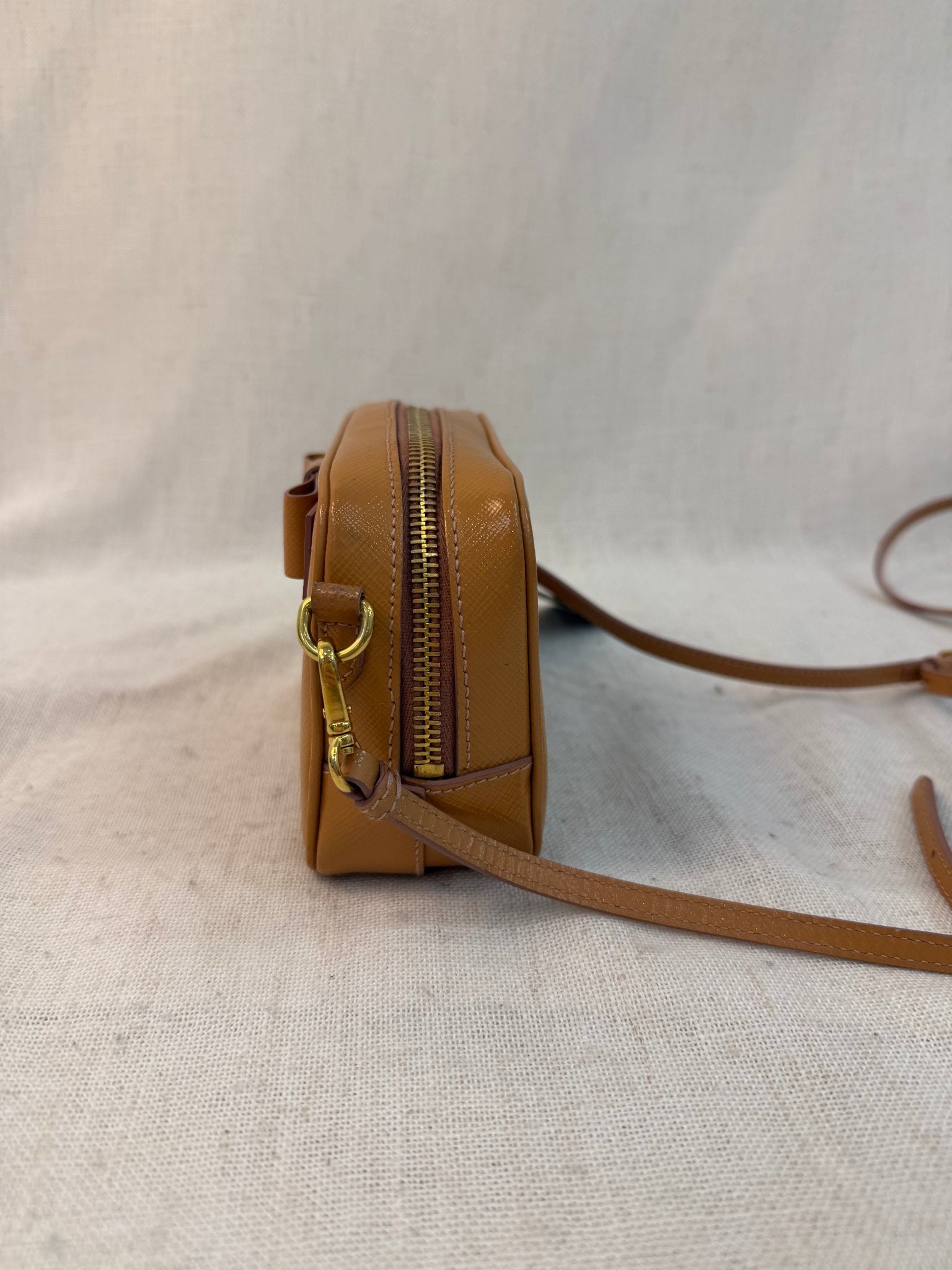 Prada Tan Saffiano Leather Box Crossbody Bag