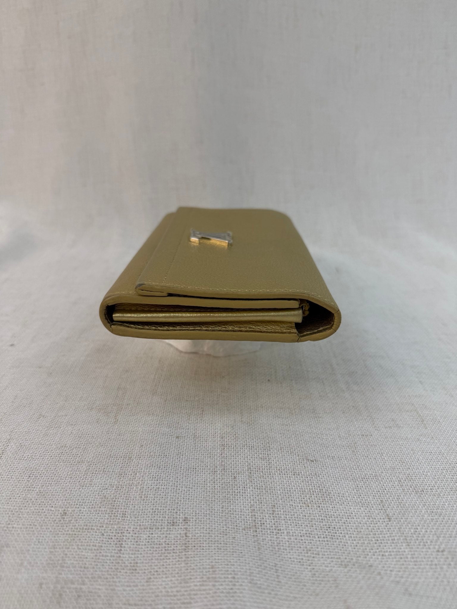 Louis Vuitton Gold Leather Mylockme Long Flap Wallet
