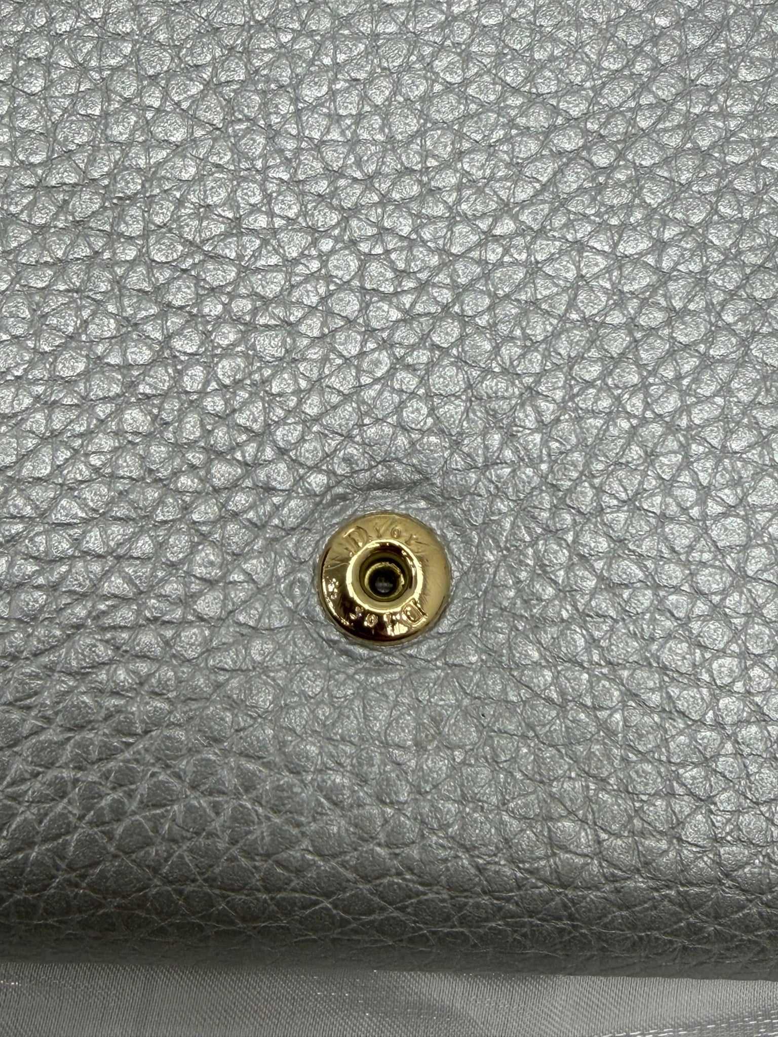 Christian Dior Silver Leather Diorama Wallet on a Chain