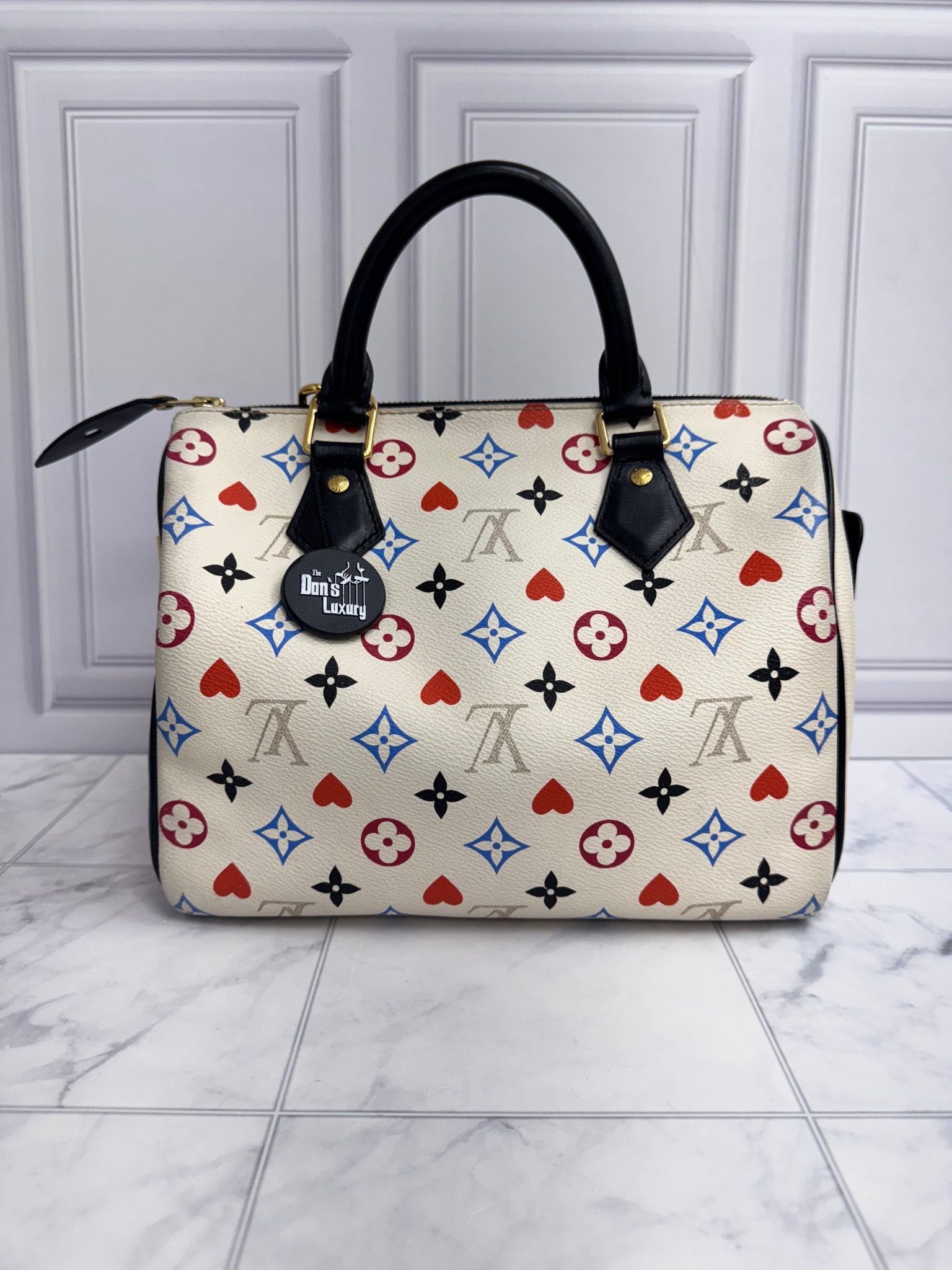 Louis Vuitton White Multicolor Game On Speedy 25