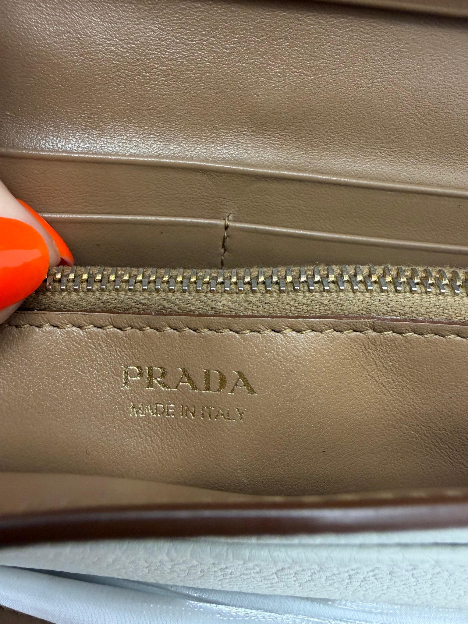 Prada Cream Leather Long Wallet