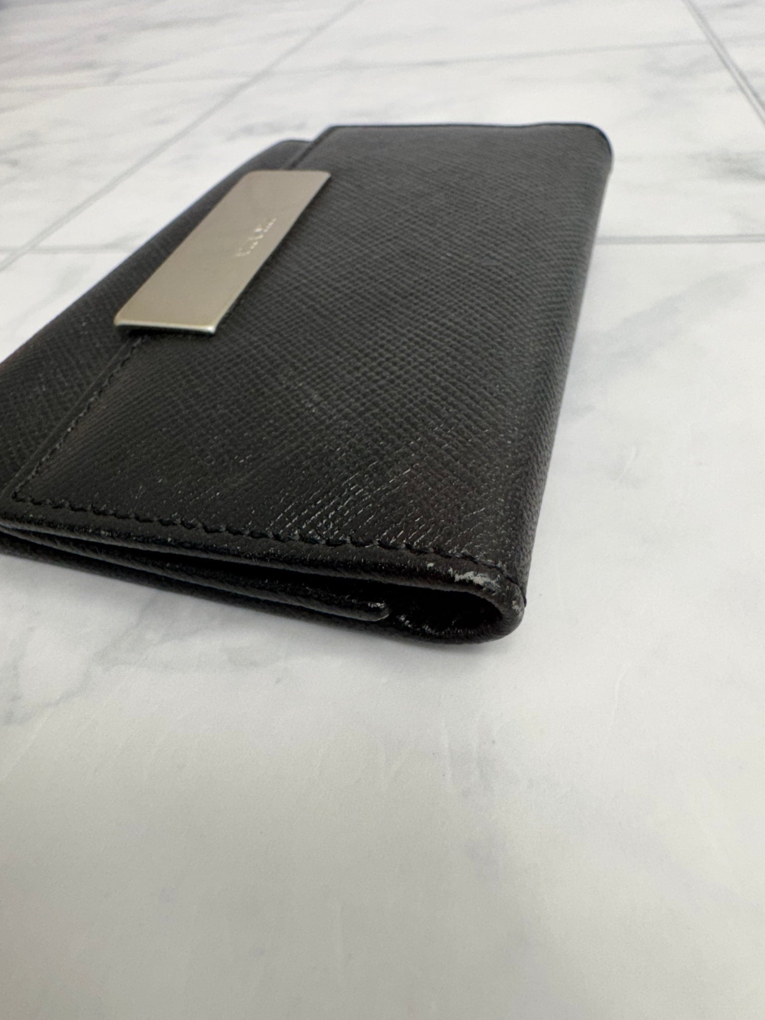 Prada Black Saffiano Leather 6 Key Ring Holder
