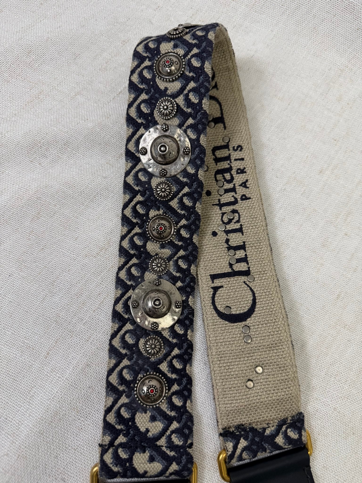 Christian Dior Blue Canvas Mini Saddle Bag