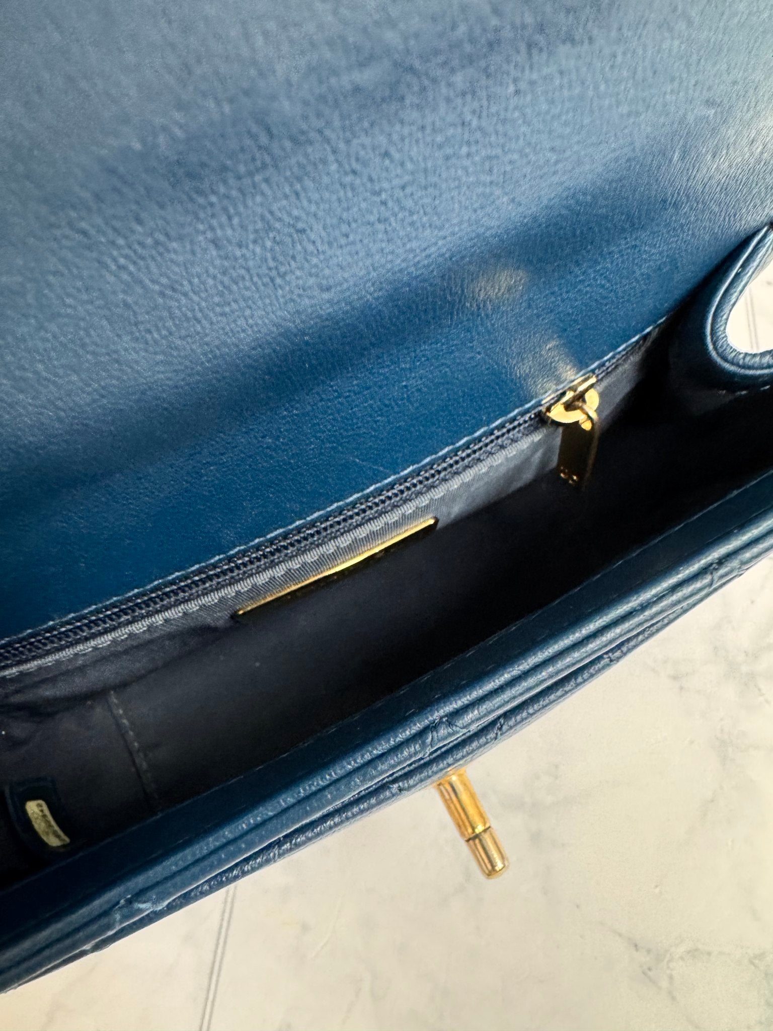 Chanel Blue Quilted Leather Infinity Top Handle Flap Bag