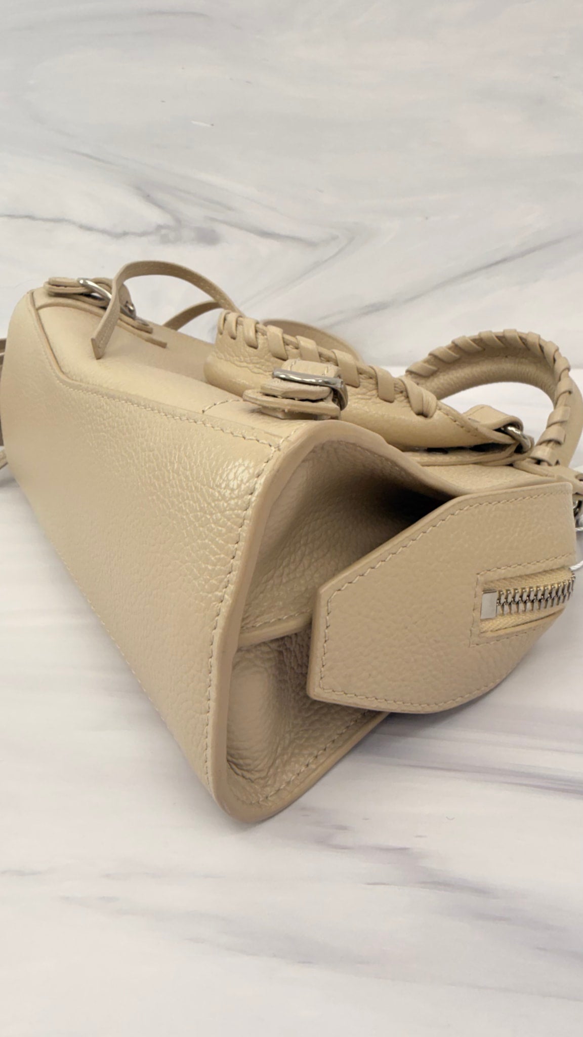Balenciaga Beige Grained Leather Neo Classic Mini 2Way Handbag
