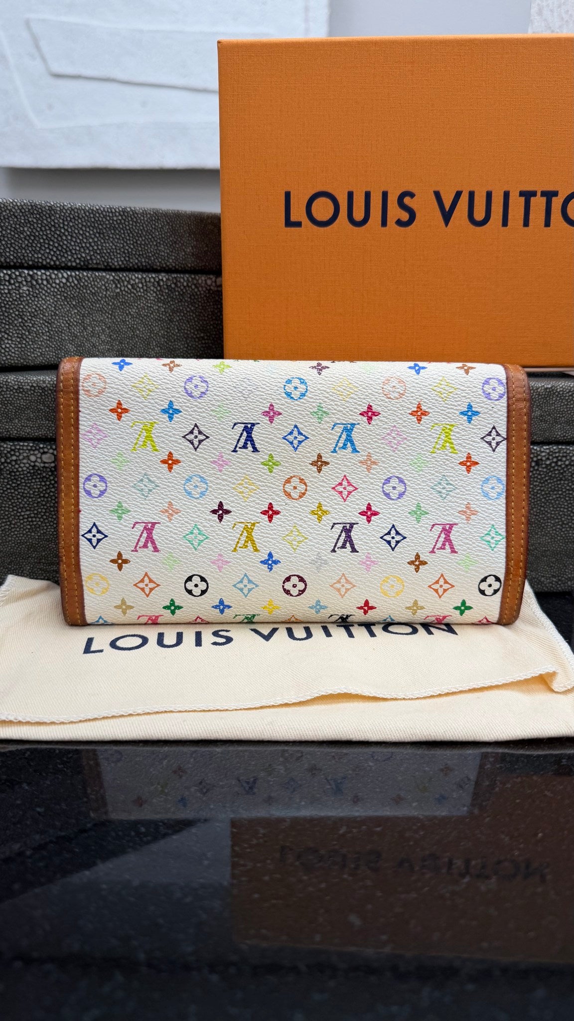 Louis Vuitton White Multicolor Monogram International Wallet