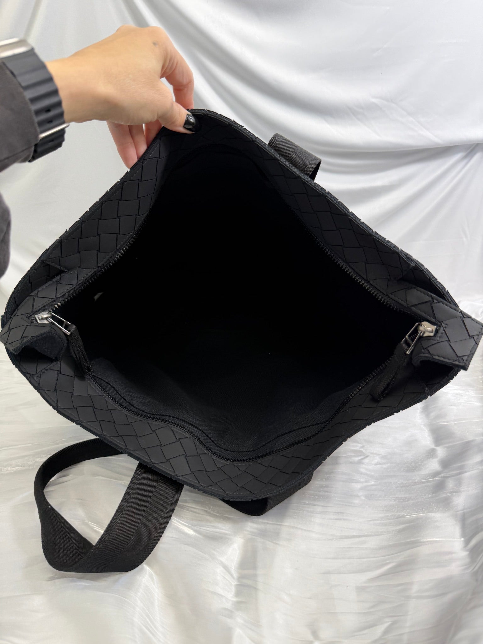 Bottega Veneta Black Rubber Tote Bag