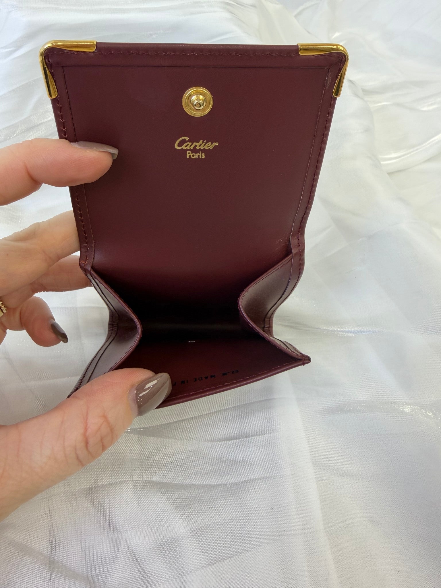 Cartier Bordeaux Leather Must Line Coin Case