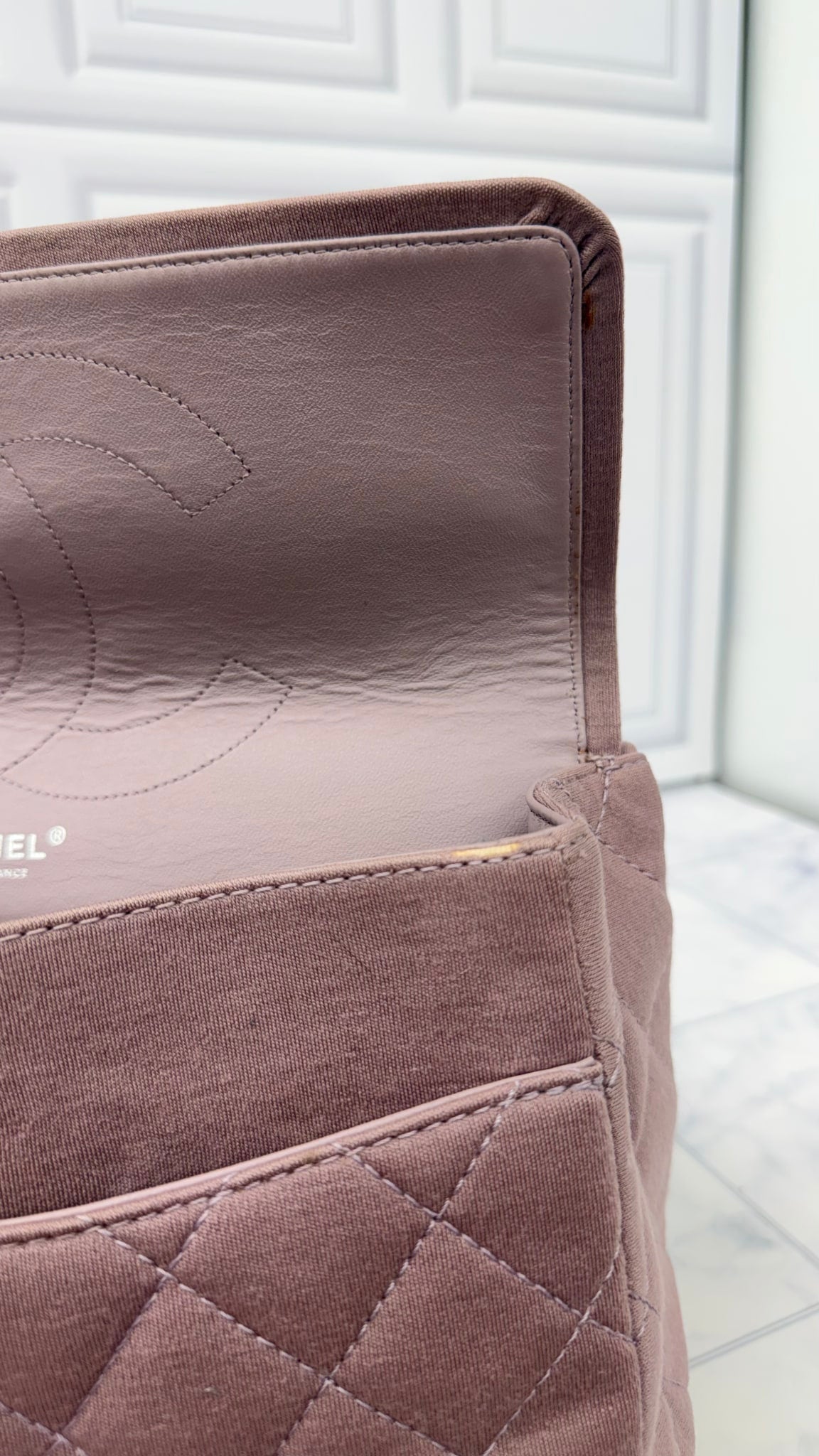 Chanel Dusty Pink Jersey Medium Reissue Double Flap Handbag
