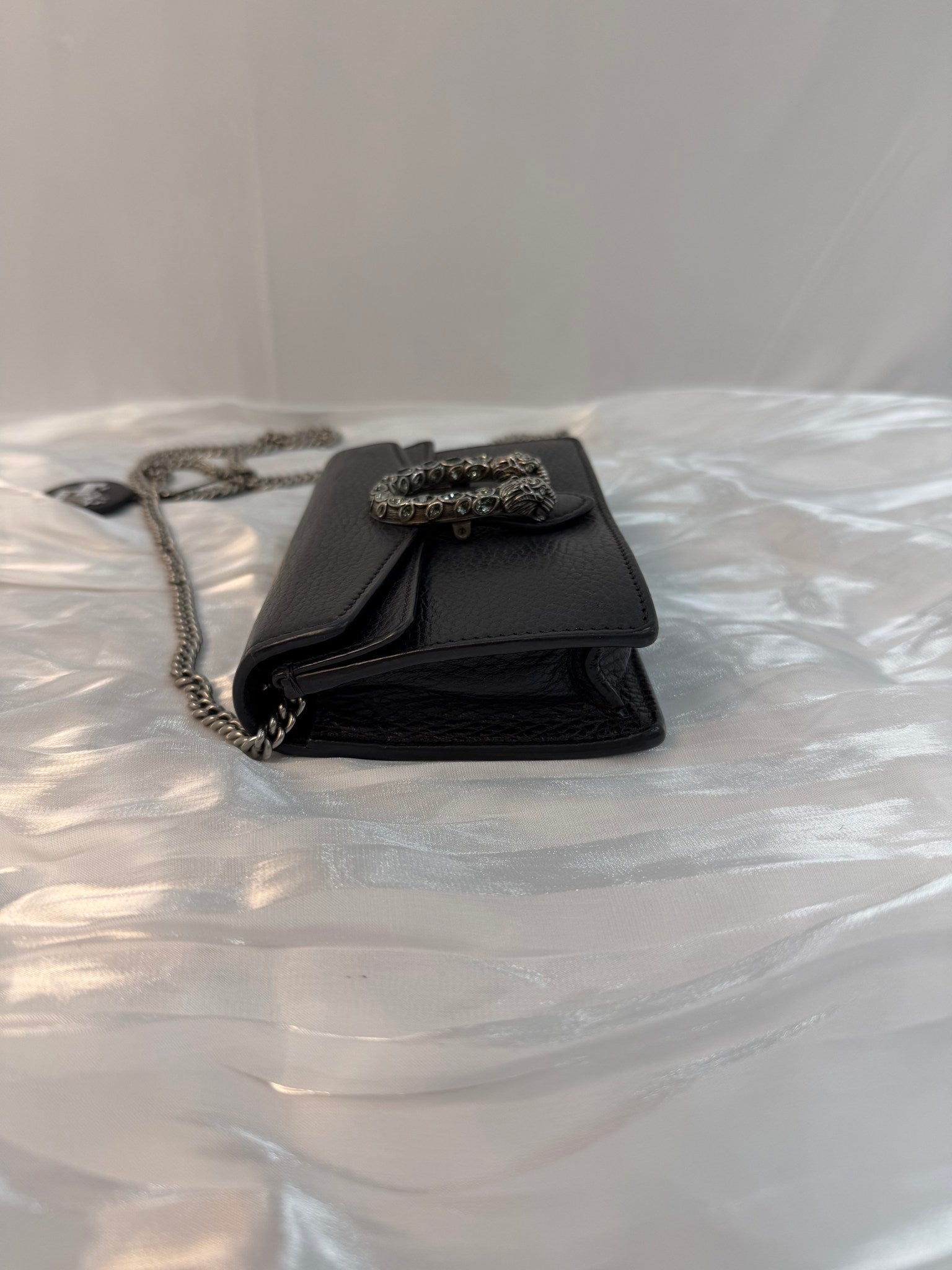 Gucci Black Leather Super Mini Dionysus Bag