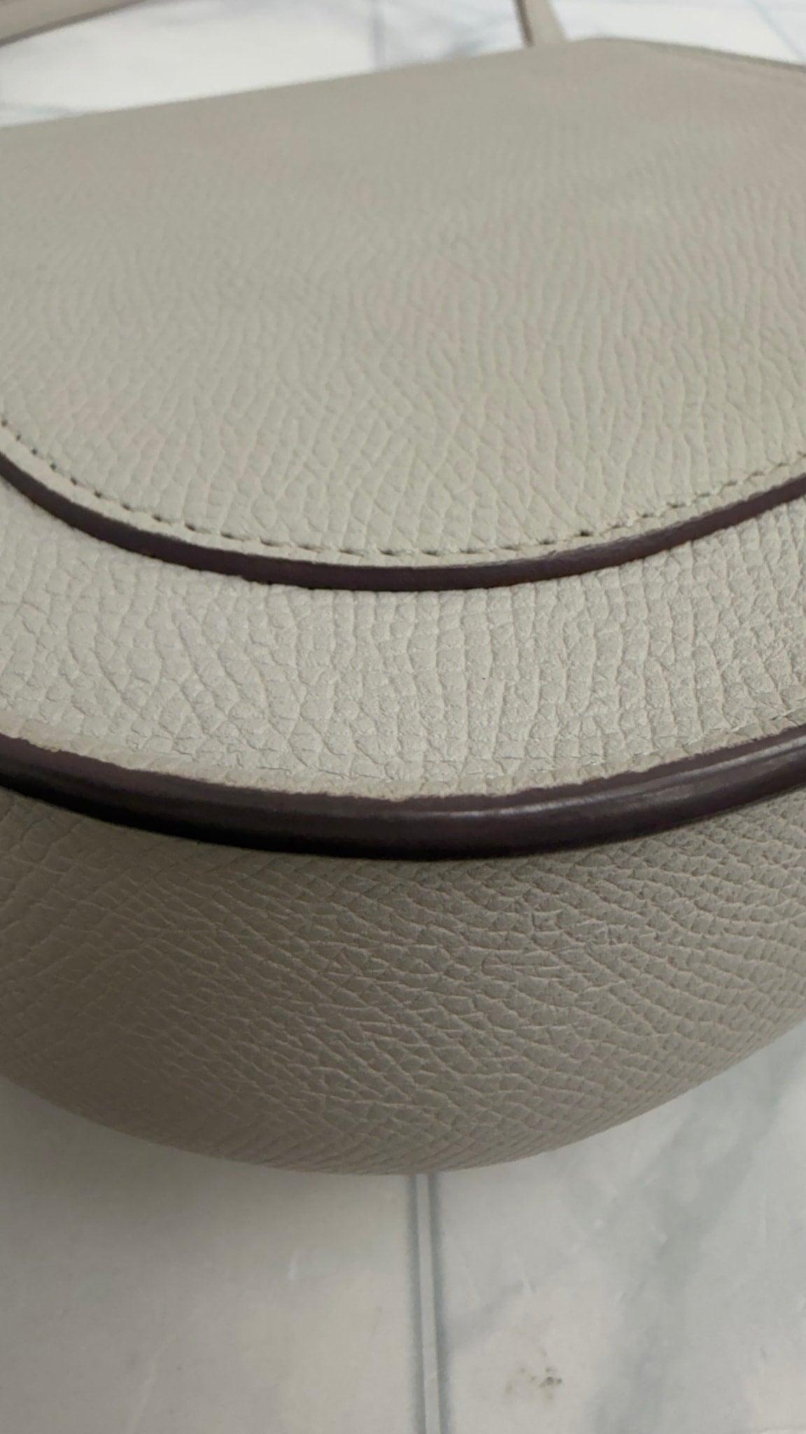 Celine Light Grey Grained Calfskin Leather Trotteur Crossbody