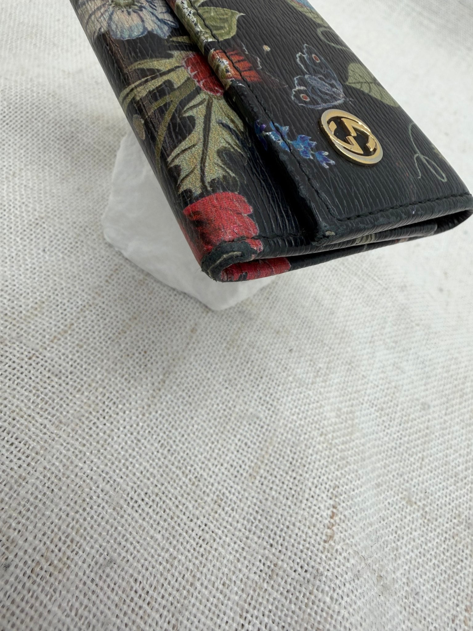 Gucci Black Floral 6 Key Ring Holder