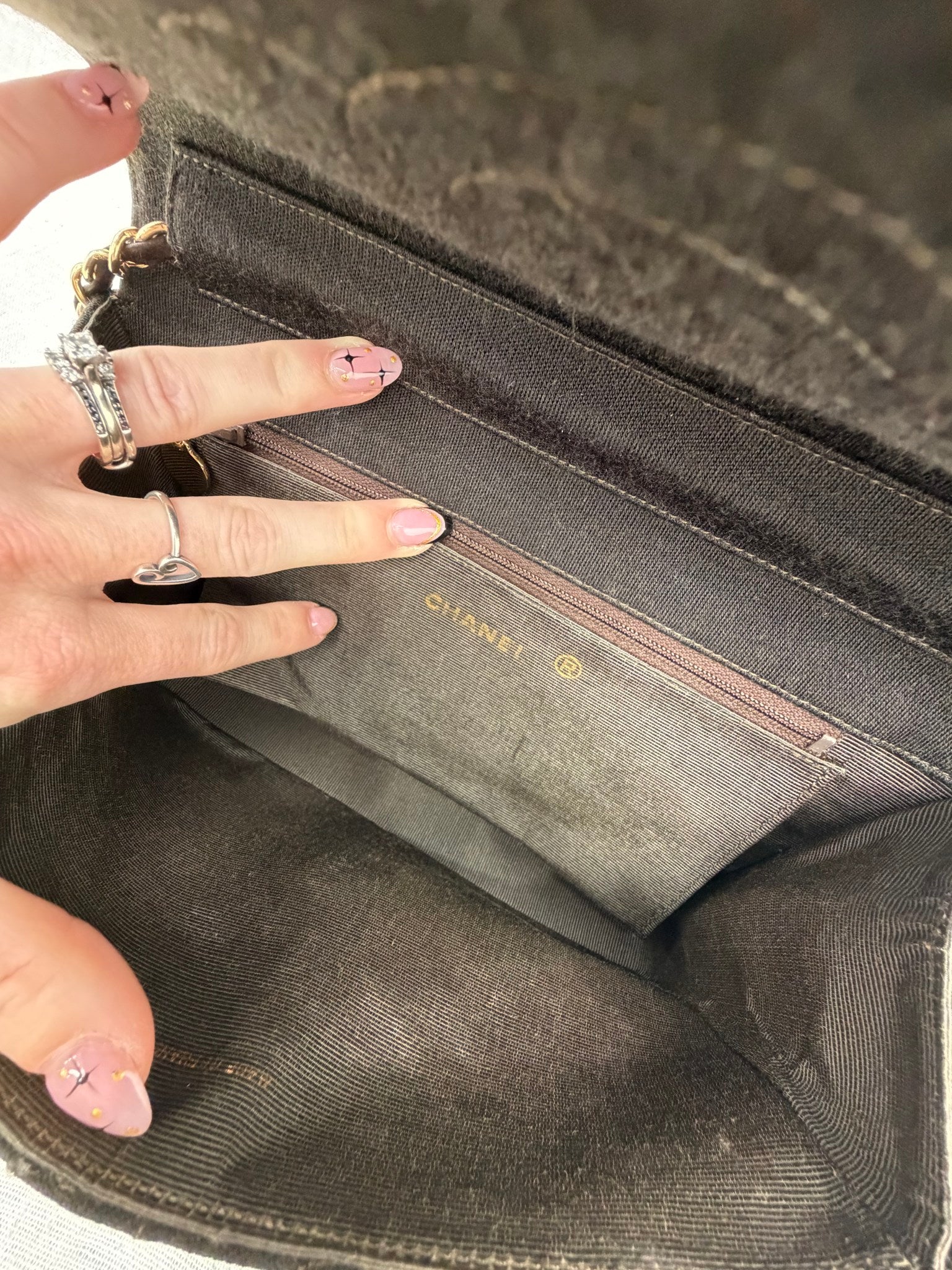 Chanel Chocolate Brown Diaginal Quilted Jersey Knit 24K Small Single Flap Bag