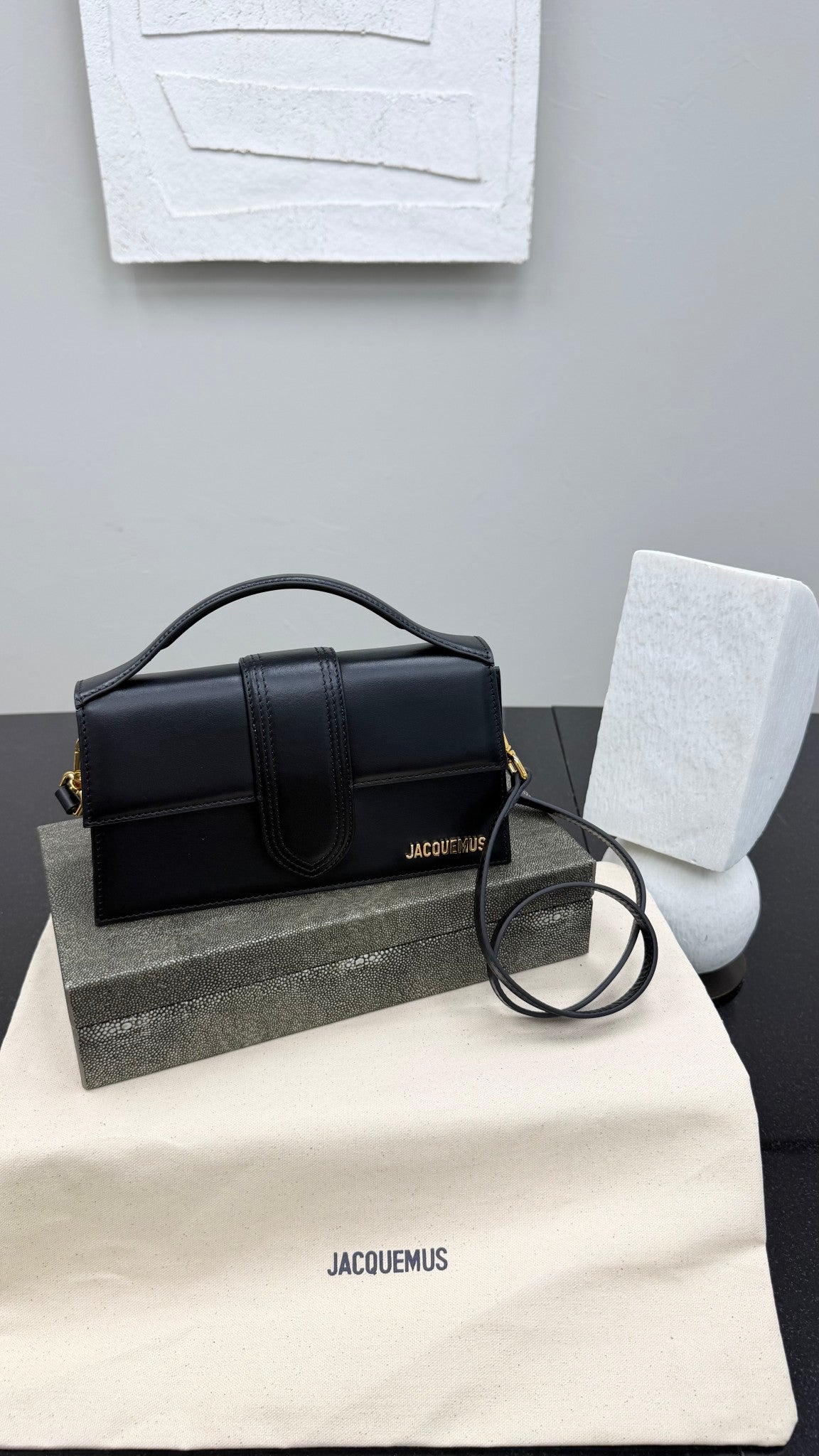 BRAND NEW - Jacquemus Black Leather Le Grand Bambino Handbag 2Way Handbag