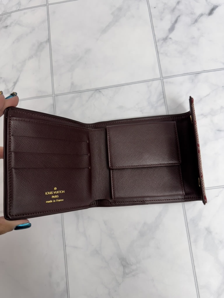 Louis Vuitton Red Monogram Canvas Mini Lin Compact Wallet
