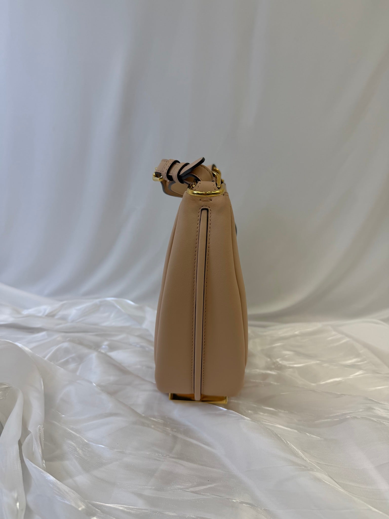 Fendi Nude Leather Fendigraphy Shoulder Bag