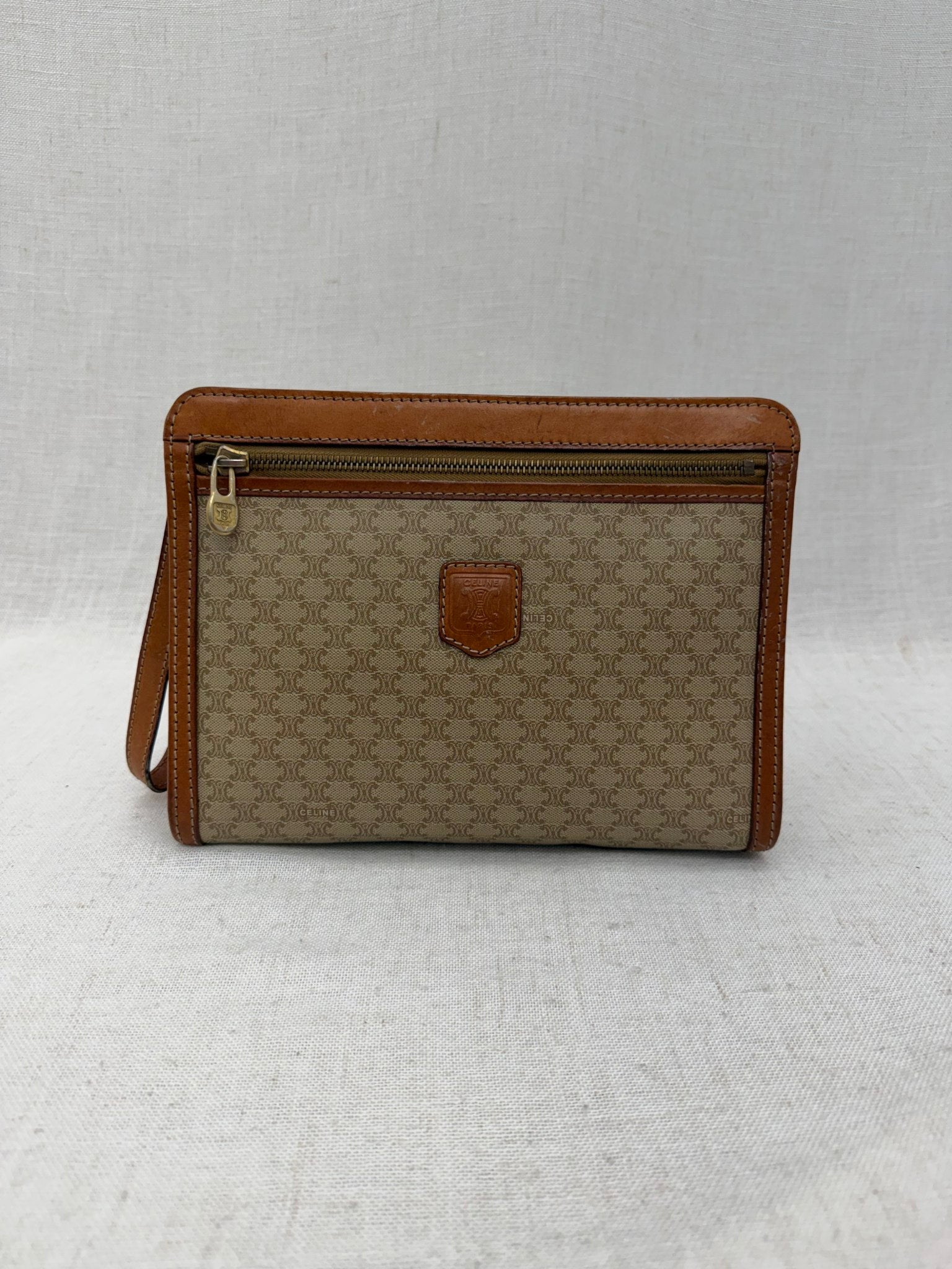 Celine Beige Macadam Coated Canvas Travel Pouch