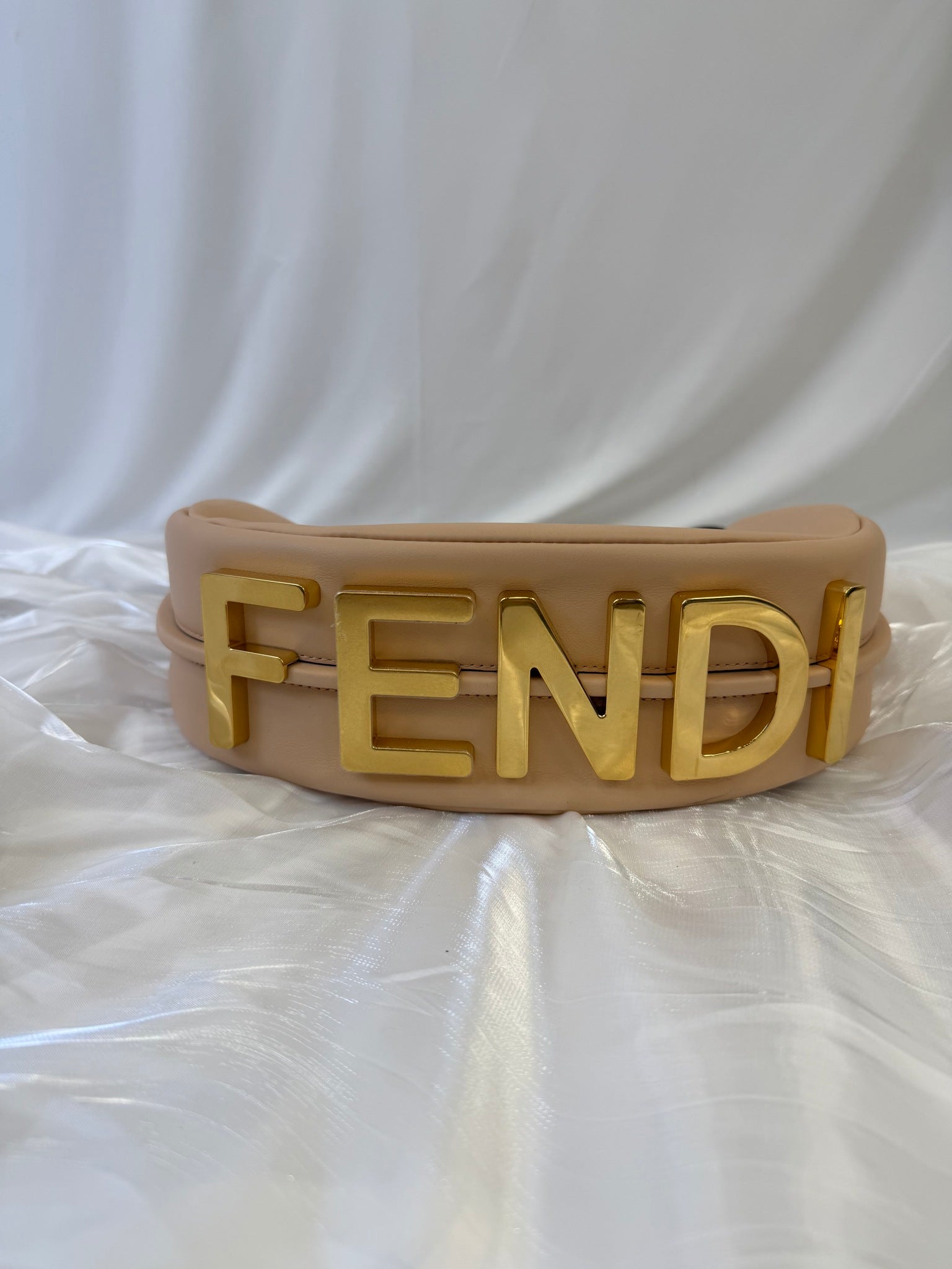 Fendi Nude Leather Fendigraphy Shoulder Bag