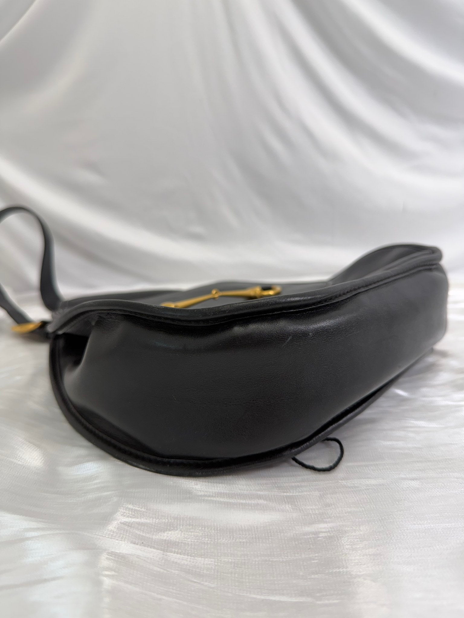 Gucci Black Leather Horsebit Sling Bag