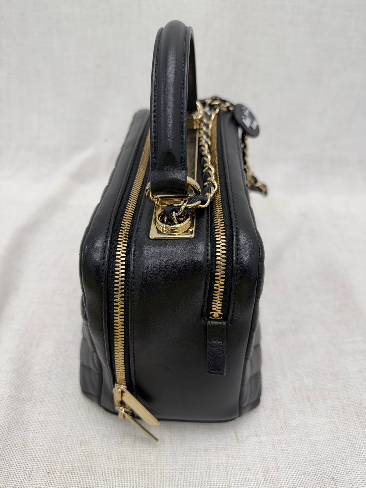 Chanel Black Lambskin Leather Trendy CC Bowling Bag