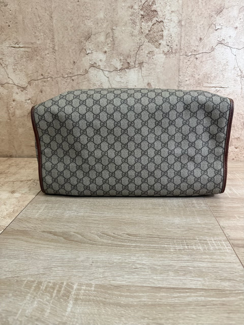 Gucci GG Beige Coated Canvas Web Loop Duffle Bag