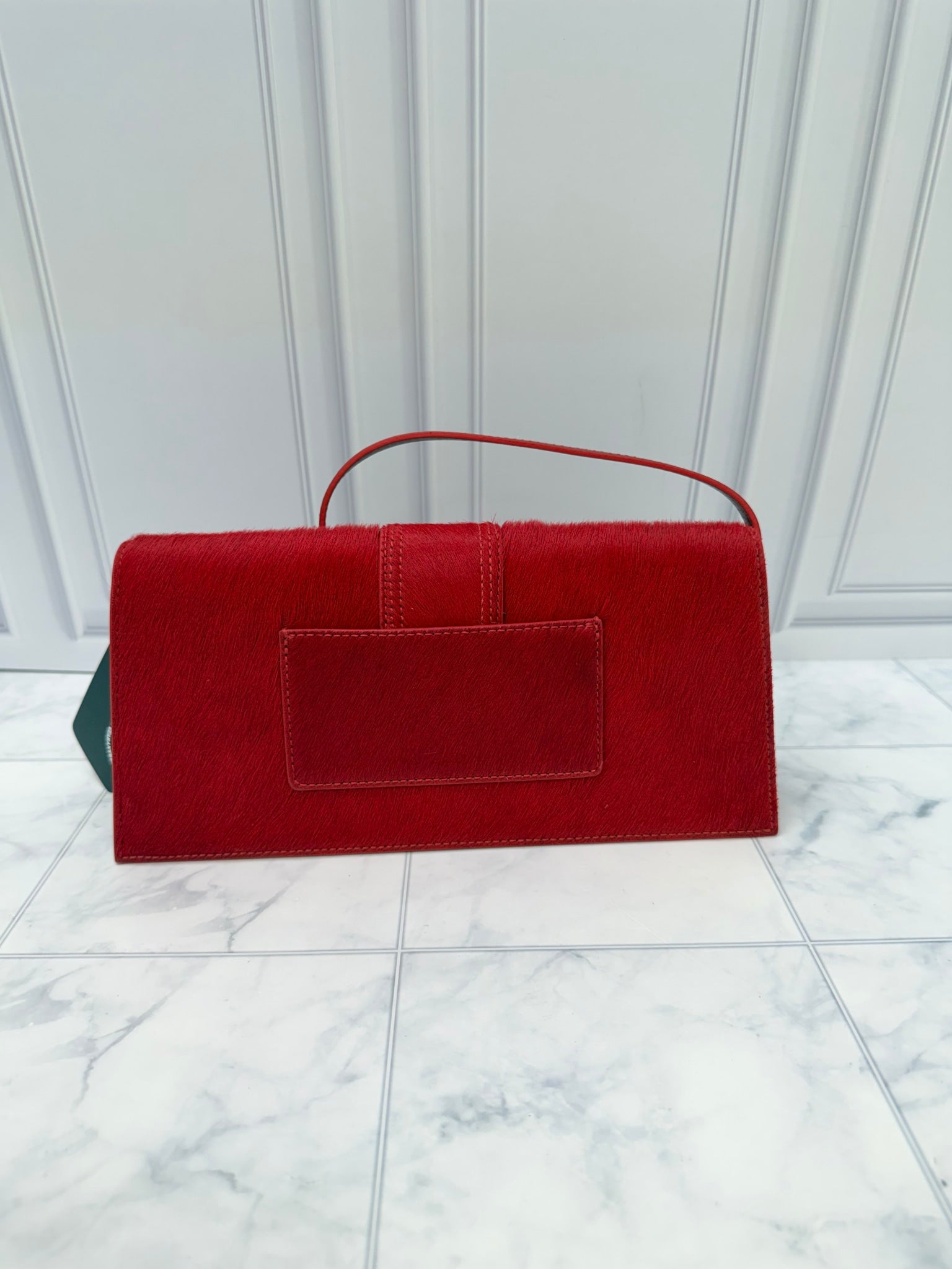 BRAND NEW - Jacquemus Red Pony Hair Le Bambino Long Shoulder Bag