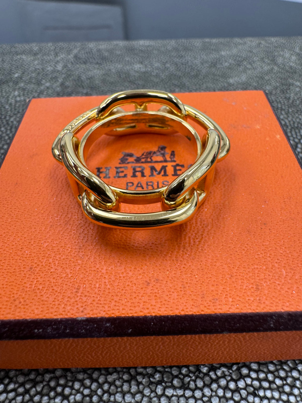 LIKE NEW - Hermes Gold Tone Regate Scarf Ring