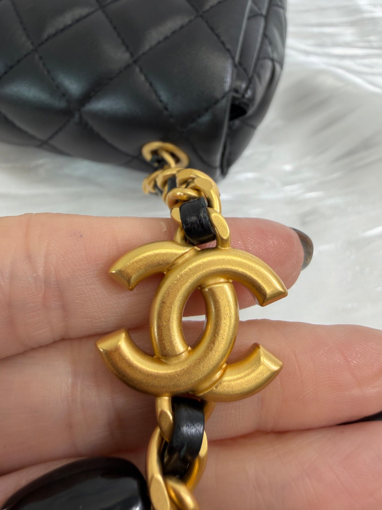 Chanel Black Lambskin Coco Hearts Square Mini Flap Crossbody