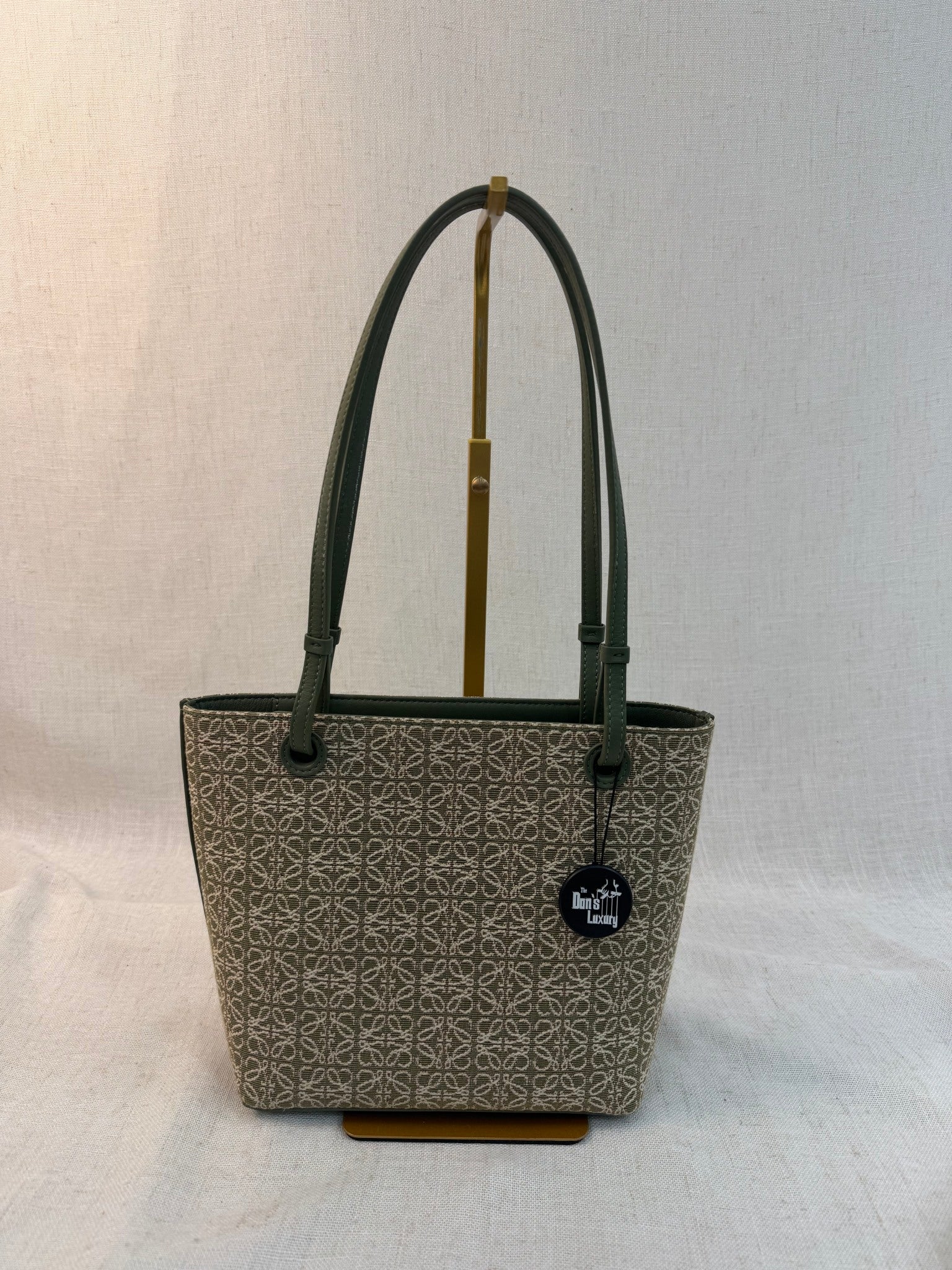 Loewe Green Canvas Square Jacquard Tote Bag