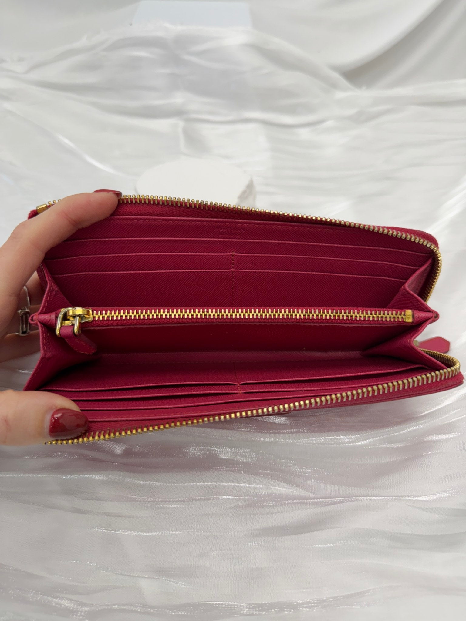 Prada Pink Saffiano Leather Zippy Wallet