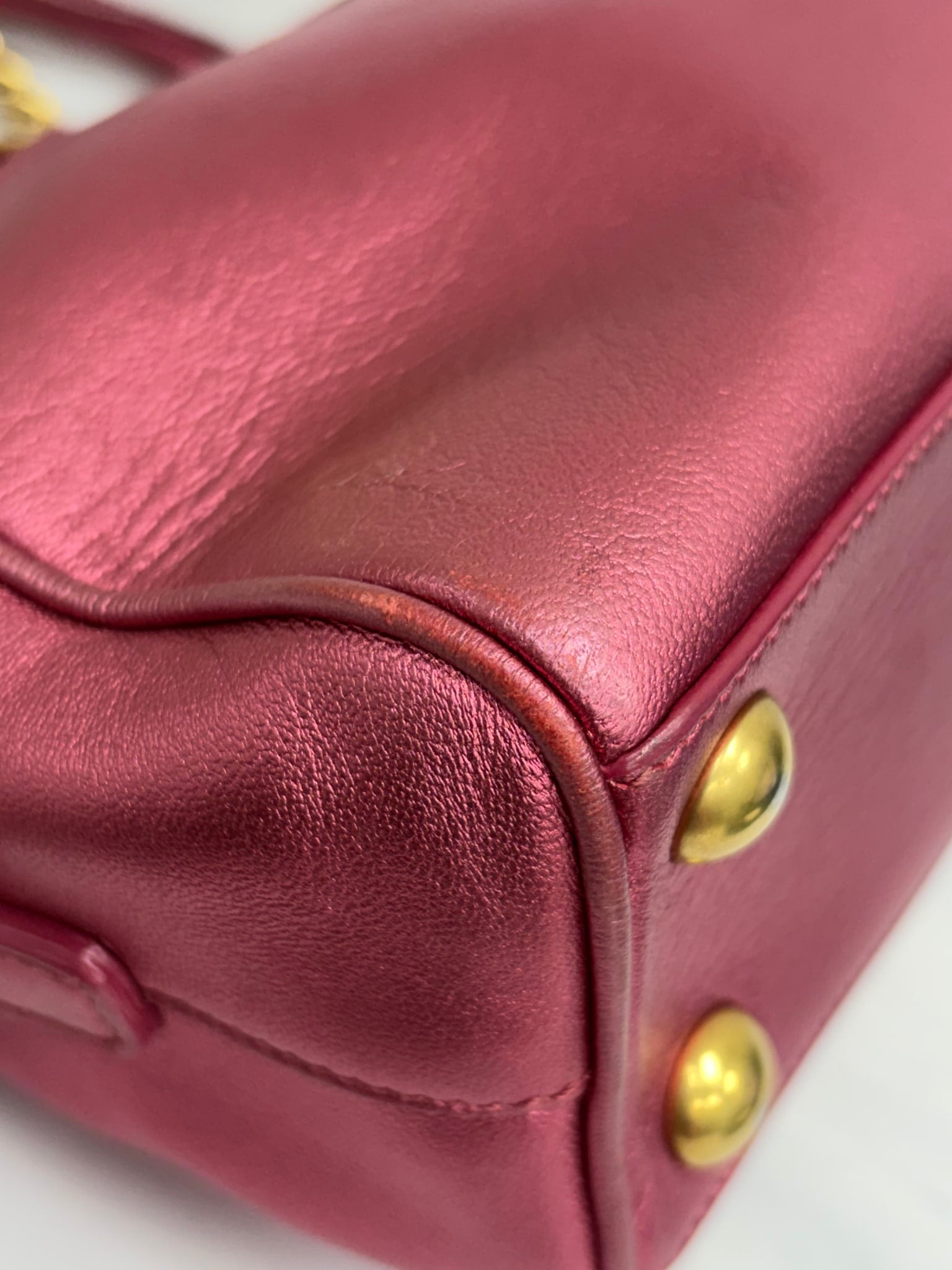Saint Laurent YSL Metallic Pink Toy Duffle Bag