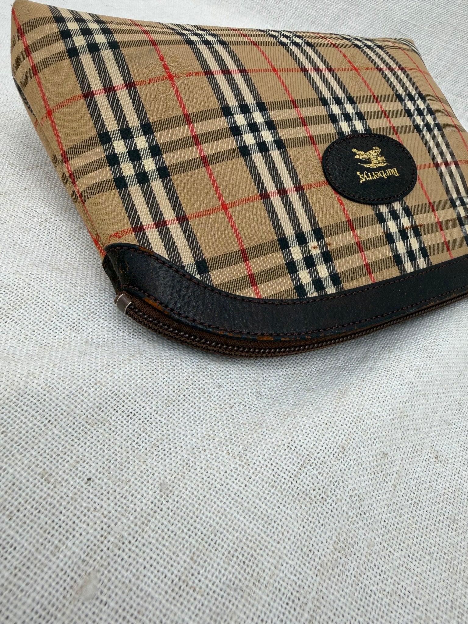 Burberry Vintage Tan Nova Check Cosmetic Bag