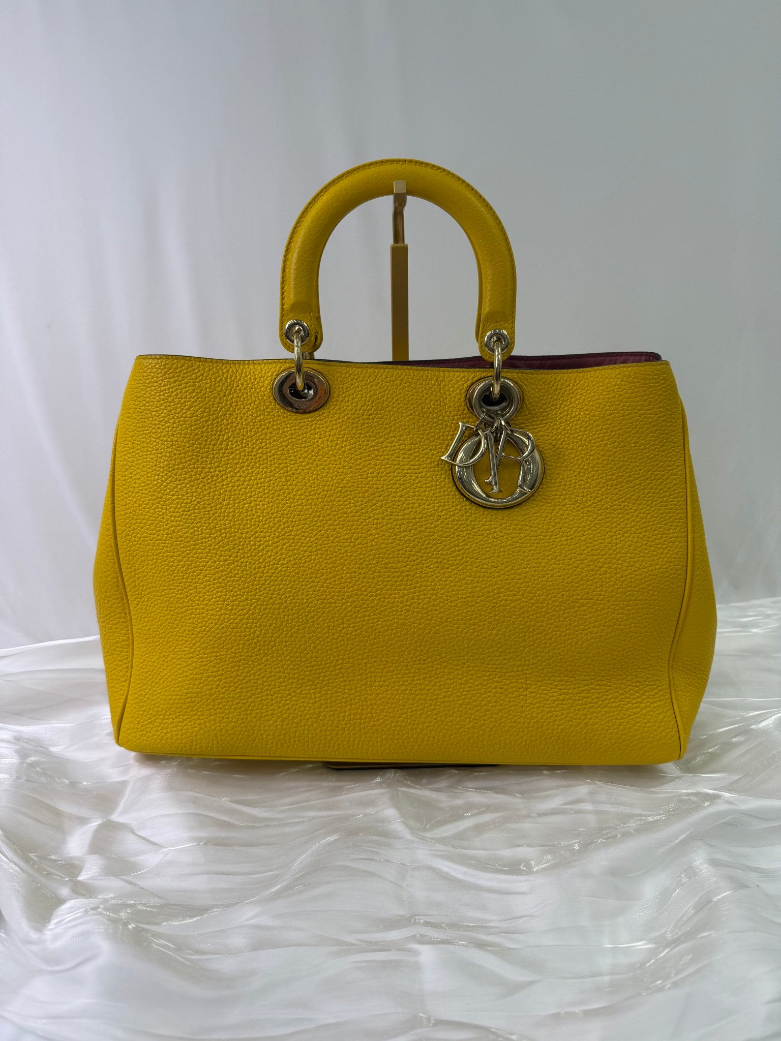 Christian Dior Yellow Leather Diorissimo Handbag