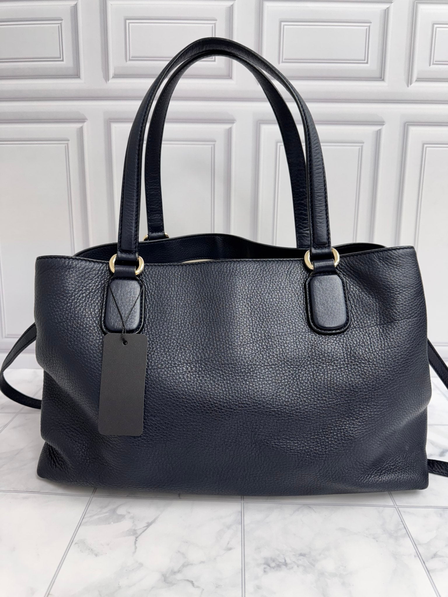 Gucci Navy Grained Leather Soho Shoulder Bag