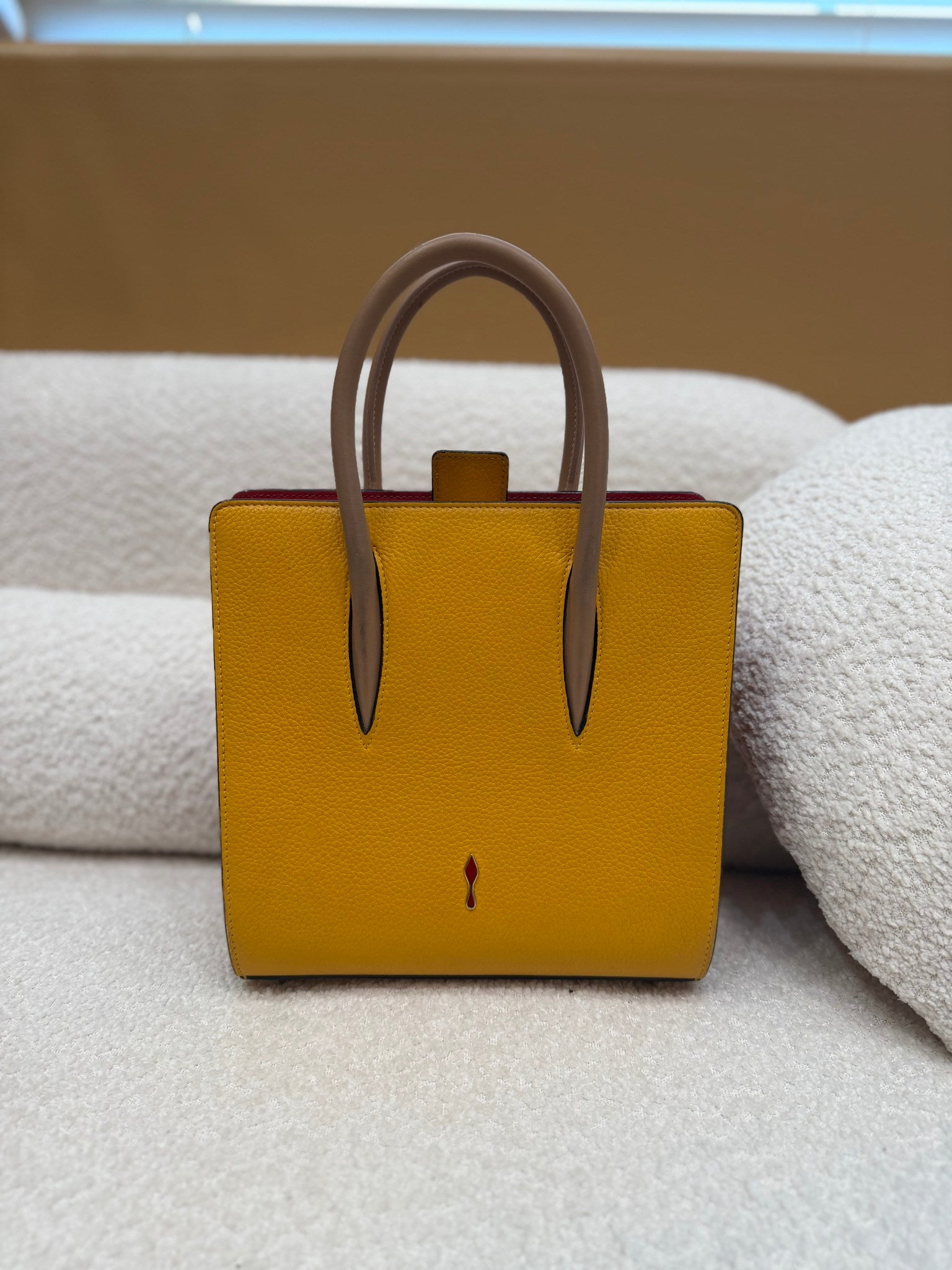 Christian Louboutin Yellow Leather & Textile Small Paloma Handbag