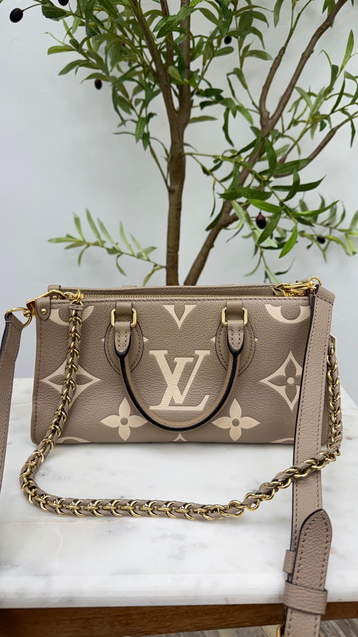 Louis Vuitton Turtle Dove Empreinte Leather On The Go East West 2Way Bag