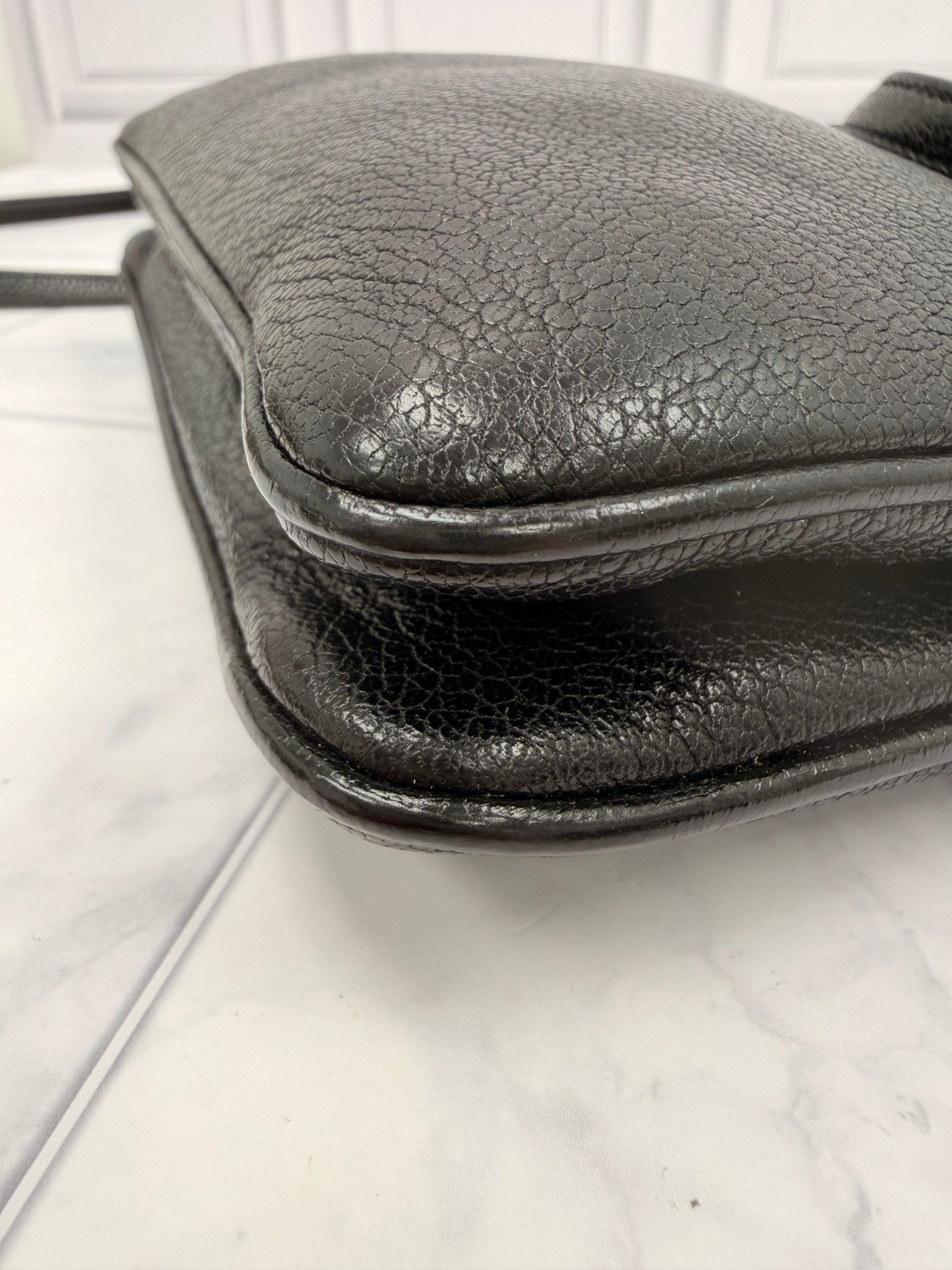 Miu Miu Black Textured Calfskin Double Zip Crossbody