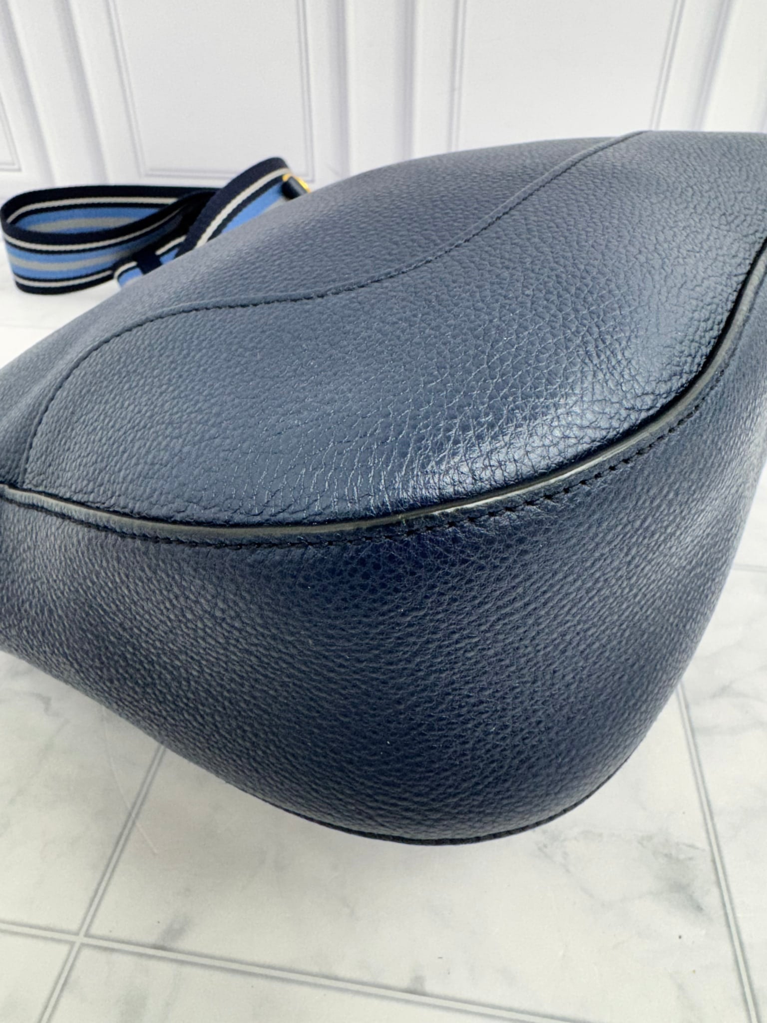LIKE NEW - Prada Blue Grained Leather Crossbody Bag
