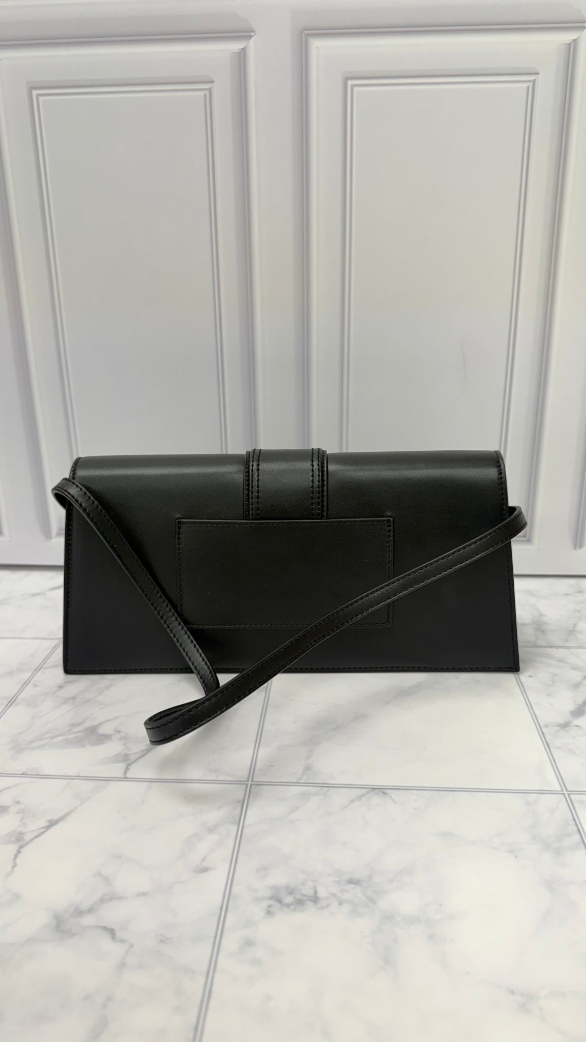 BRAND NEW - Jacquemus Black Leather Le Bambino Long Shoulder Bag
