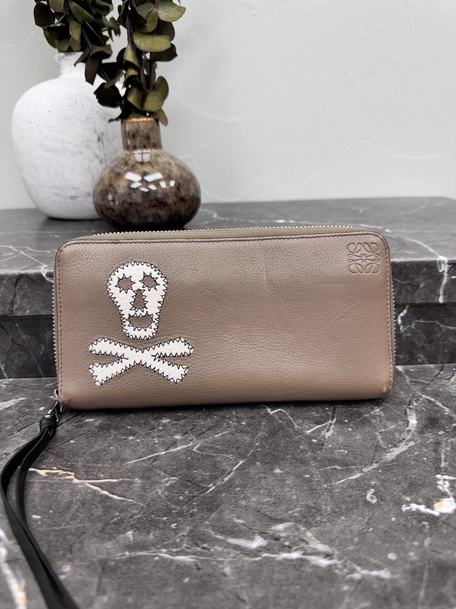 Loewe Brown Leather Limited Edition Skull Zippy Wallet