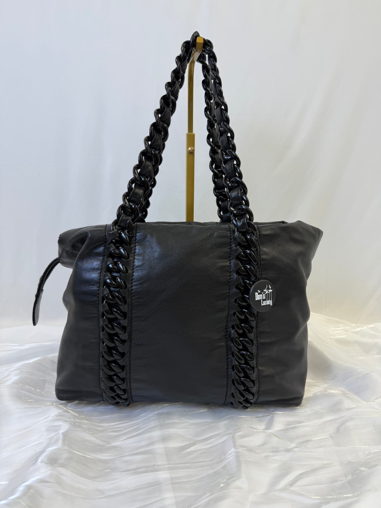 Chanel Black Caviar Leather Modem Chain Tote