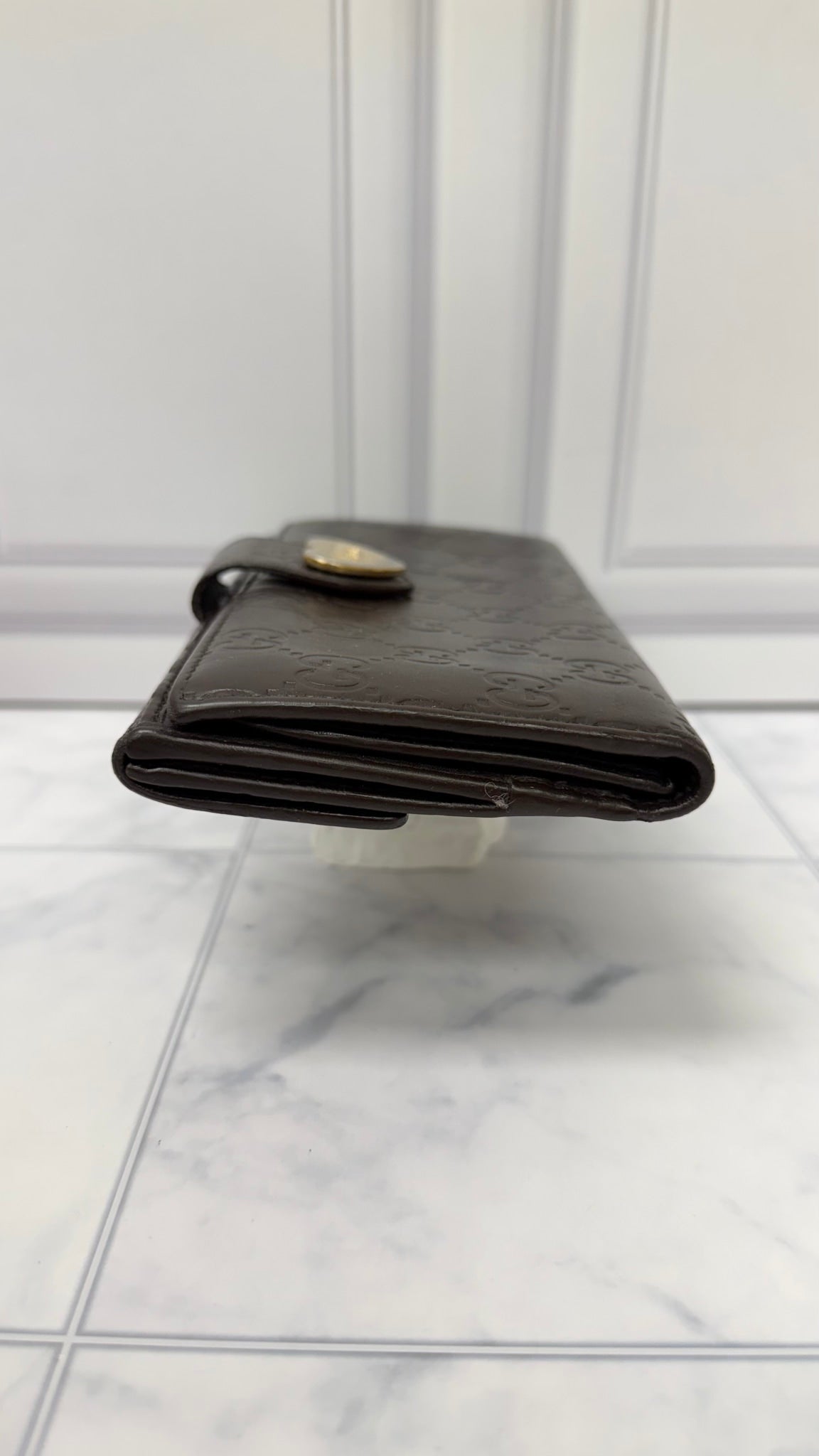 Gucci Brown Leather Guccissima Heart Continental Wallet