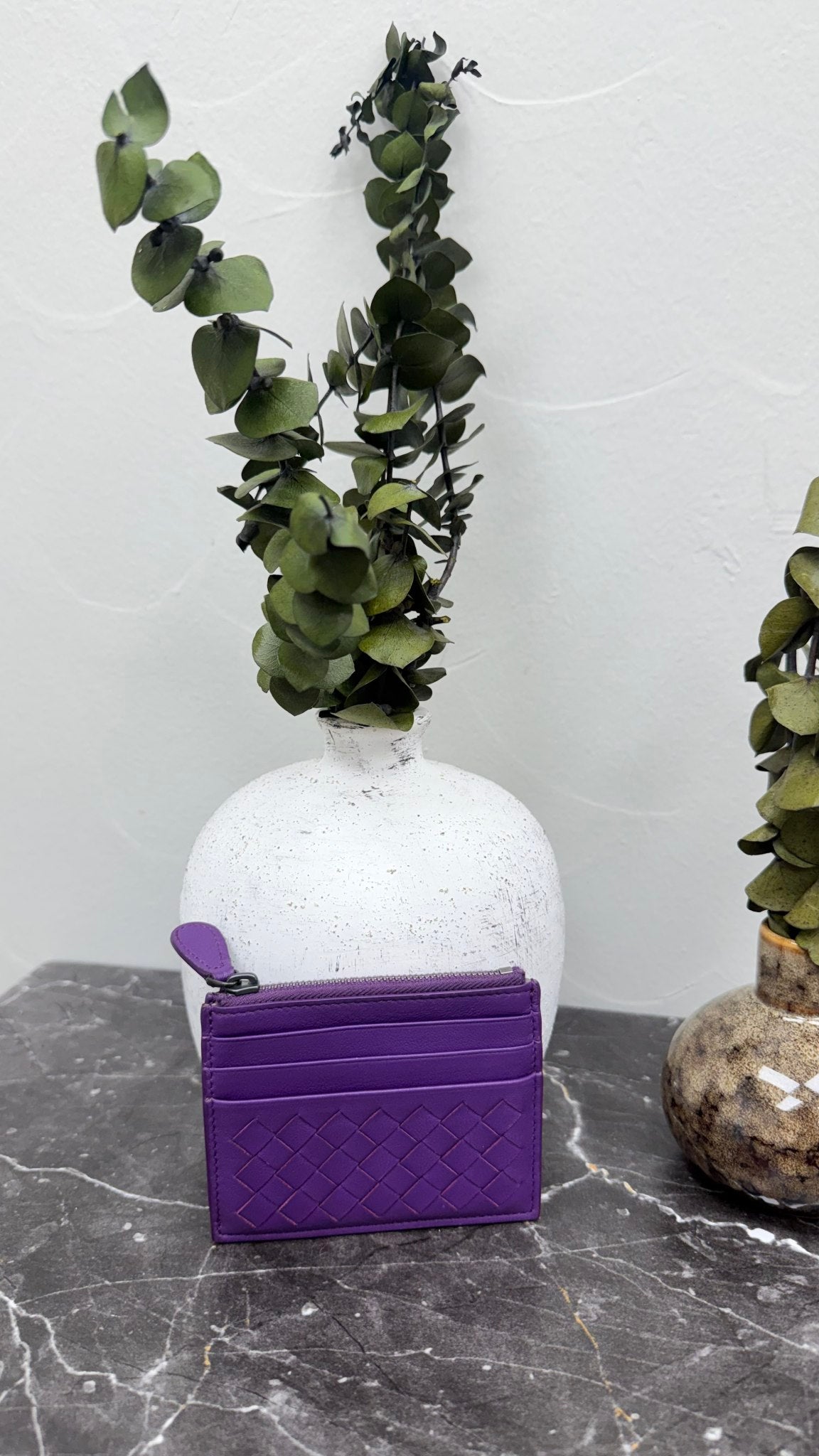 Bottega Veneta Purple Intrecciato Leather Zippy Card Holder